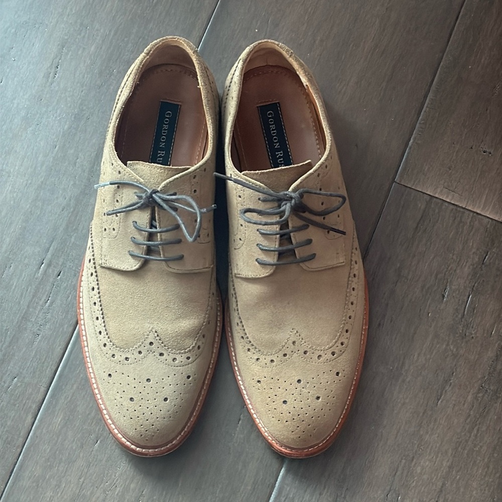 Gordon Rush Suede Oxford Wing Tips Size 11 Tan with Brown Laces